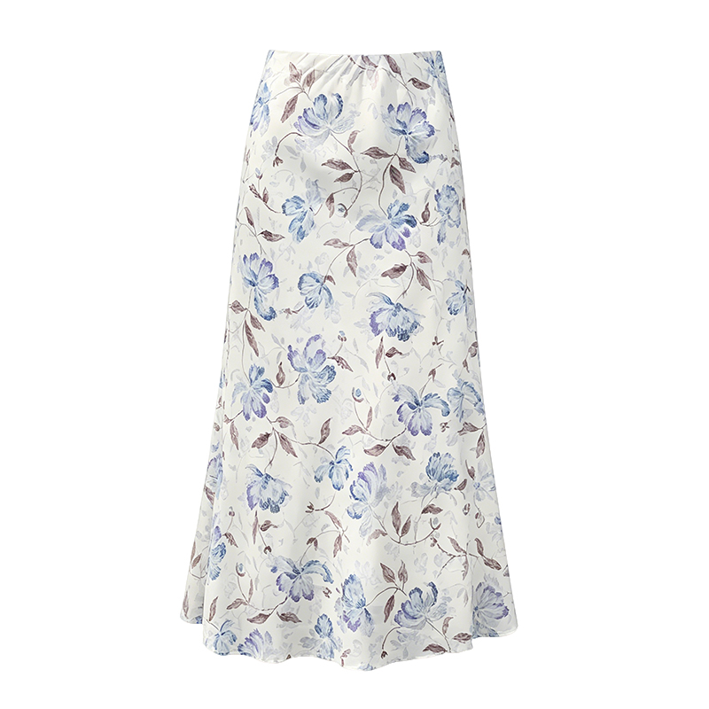 Yellow Rose Floral Mermaid Skirt for Women 2026 Summer High Waist Elastic Waist Slimming Midi Skirt - Image 5
