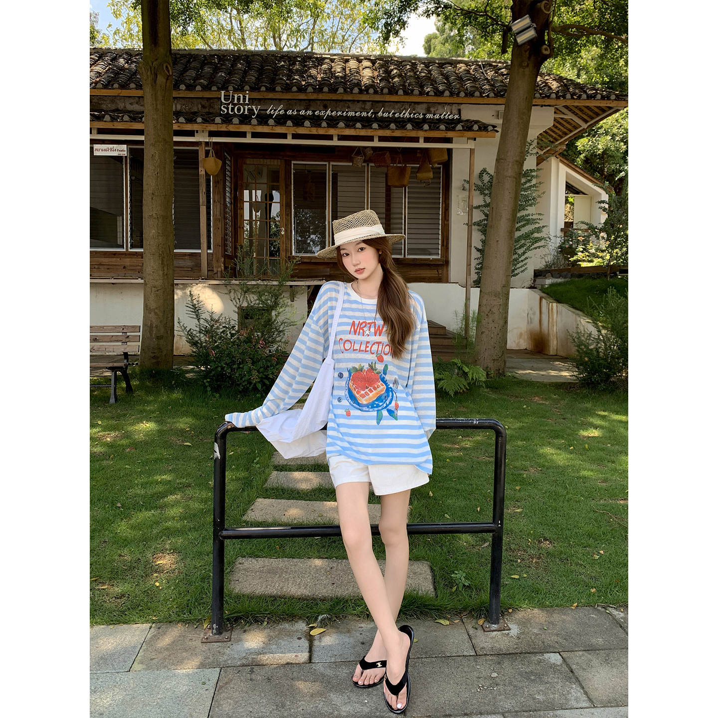 Women's Color Block Striped Light Sun Protection Long Sleeve T-Shirt Summer Letter Print Loose Fit Pullover Top - Image 3