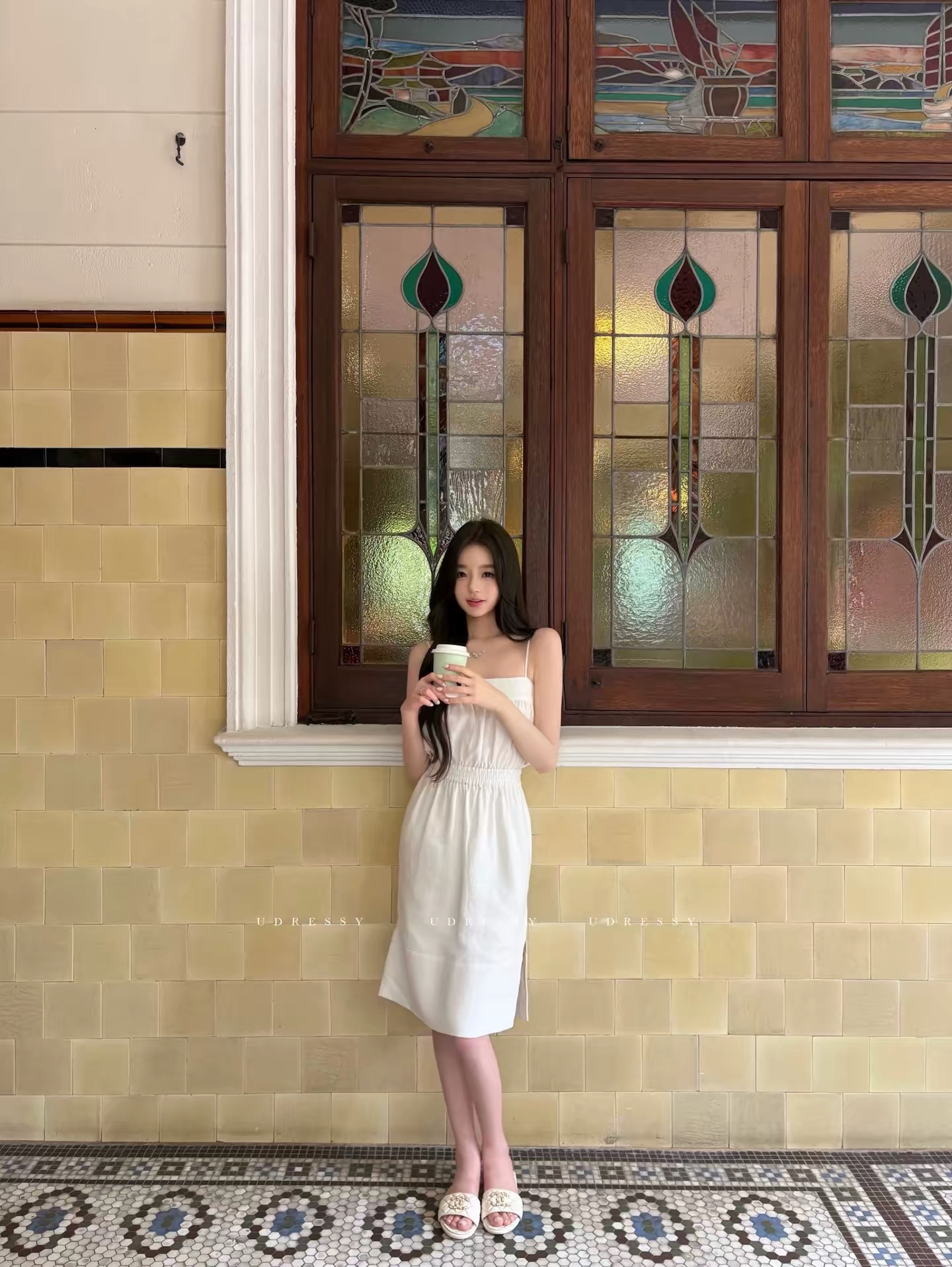 UDressy Sweet Girl Old Money Tencel Linen Vacation Cami Dress