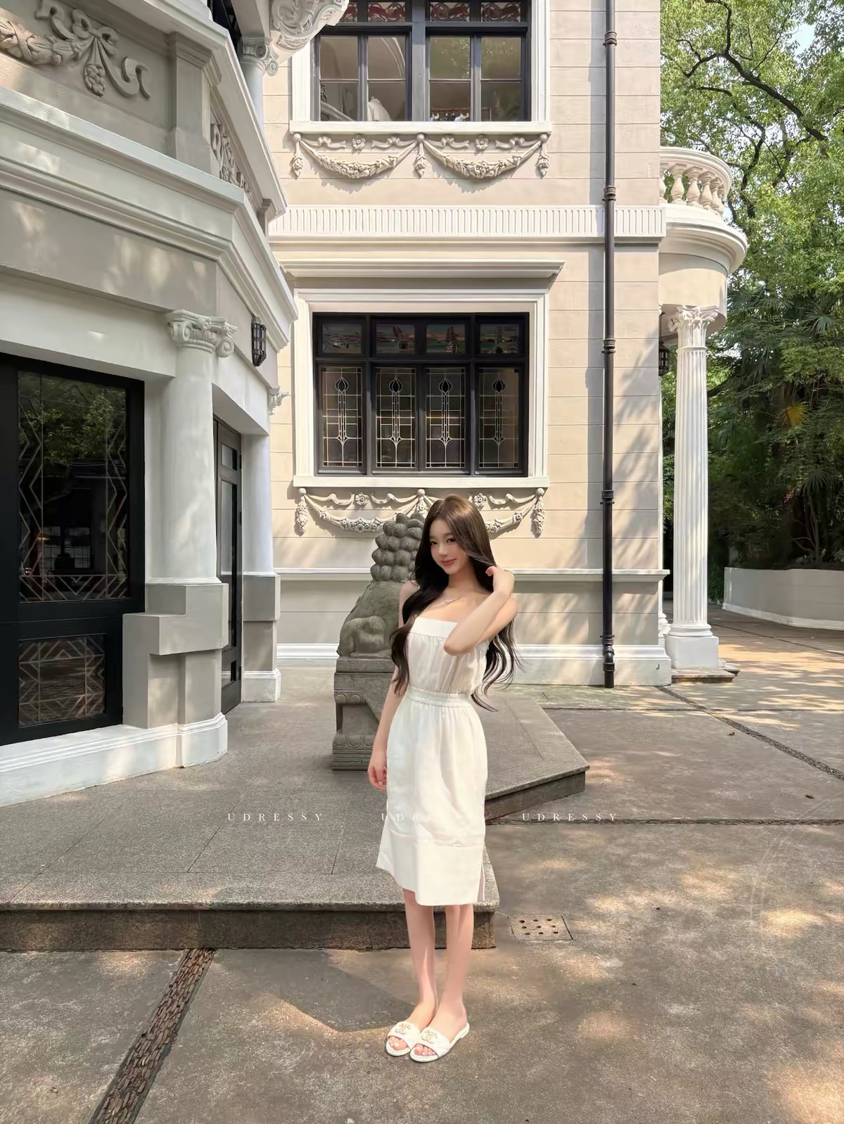 UDressy Sweet Girl Old Money Tencel Linen Vacation Cami Dress - Image 4