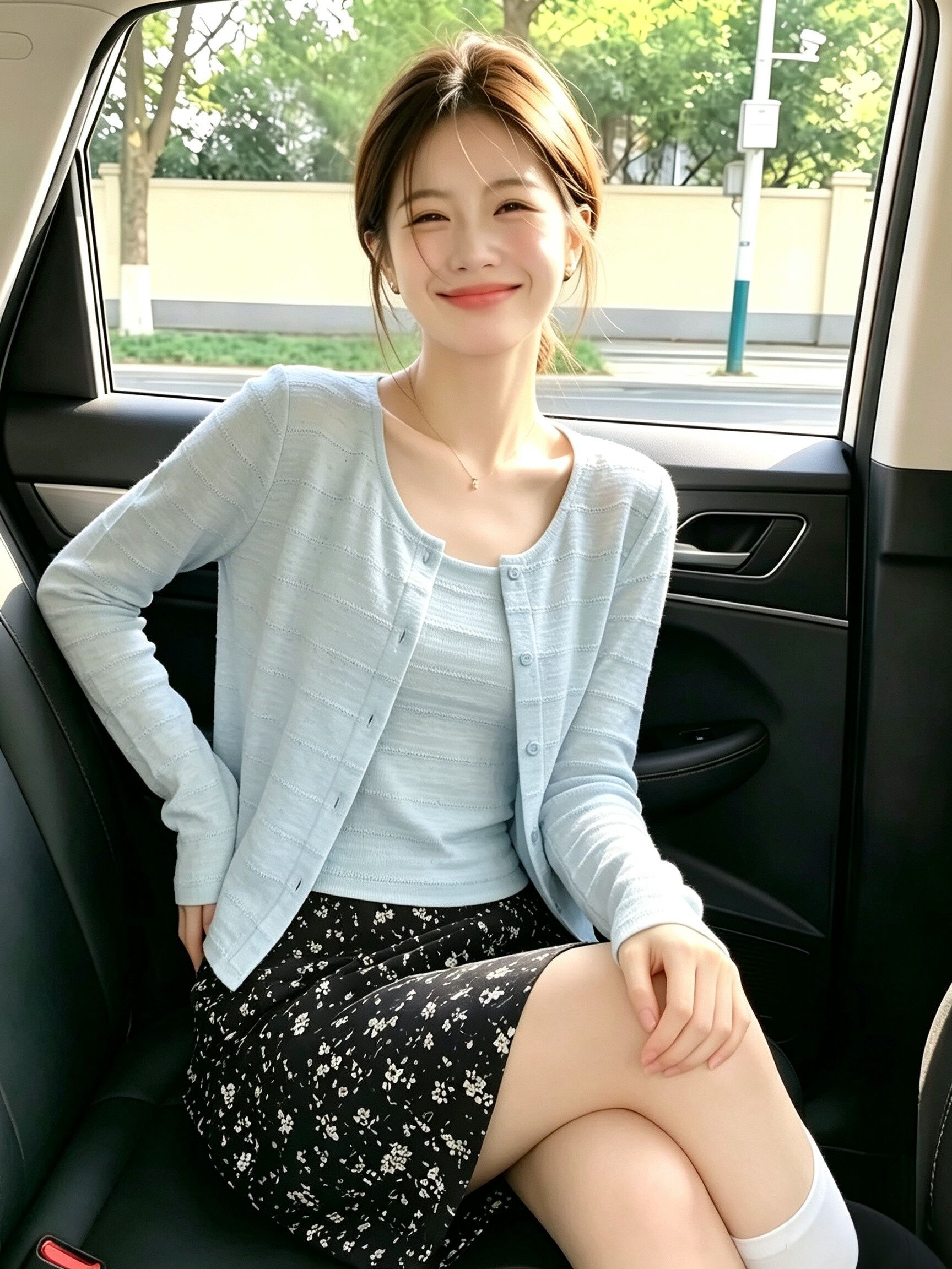 Korean Style Light Blue Long Sleeve Knit Cardigan Cami Two Piece Set Women 2026 Summer Slimming Design Top - Image 4