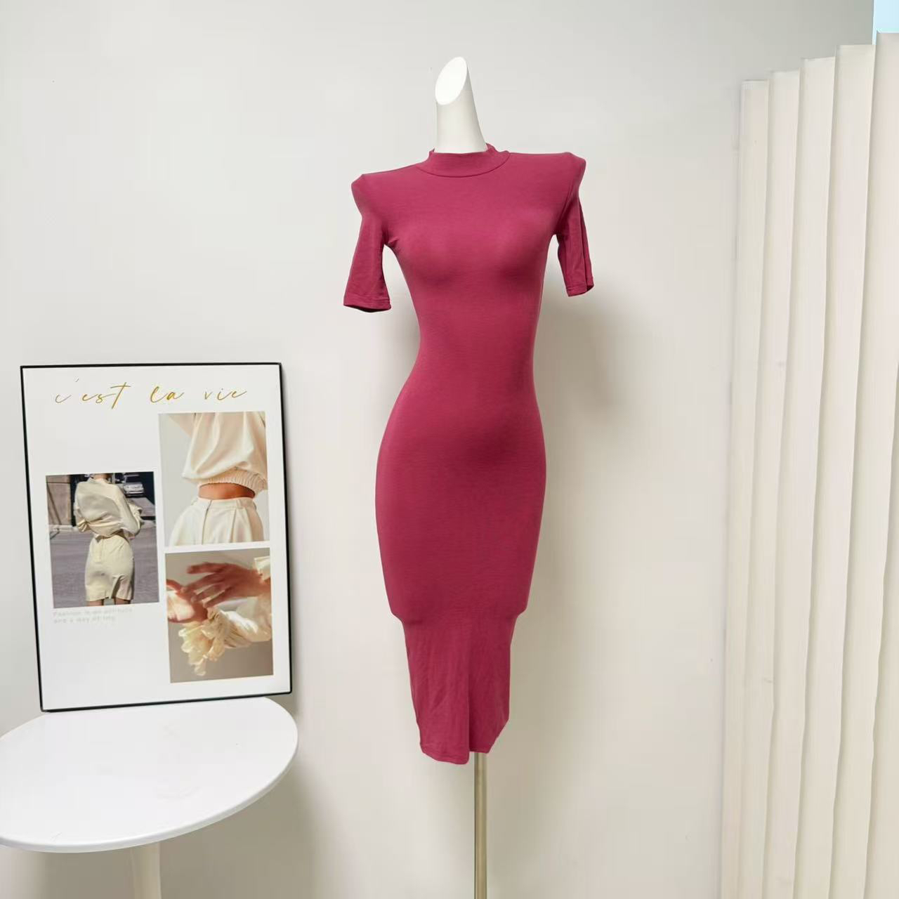 Nancy Slim Fit Bodycon Dress for Women Summer Short Sleeve