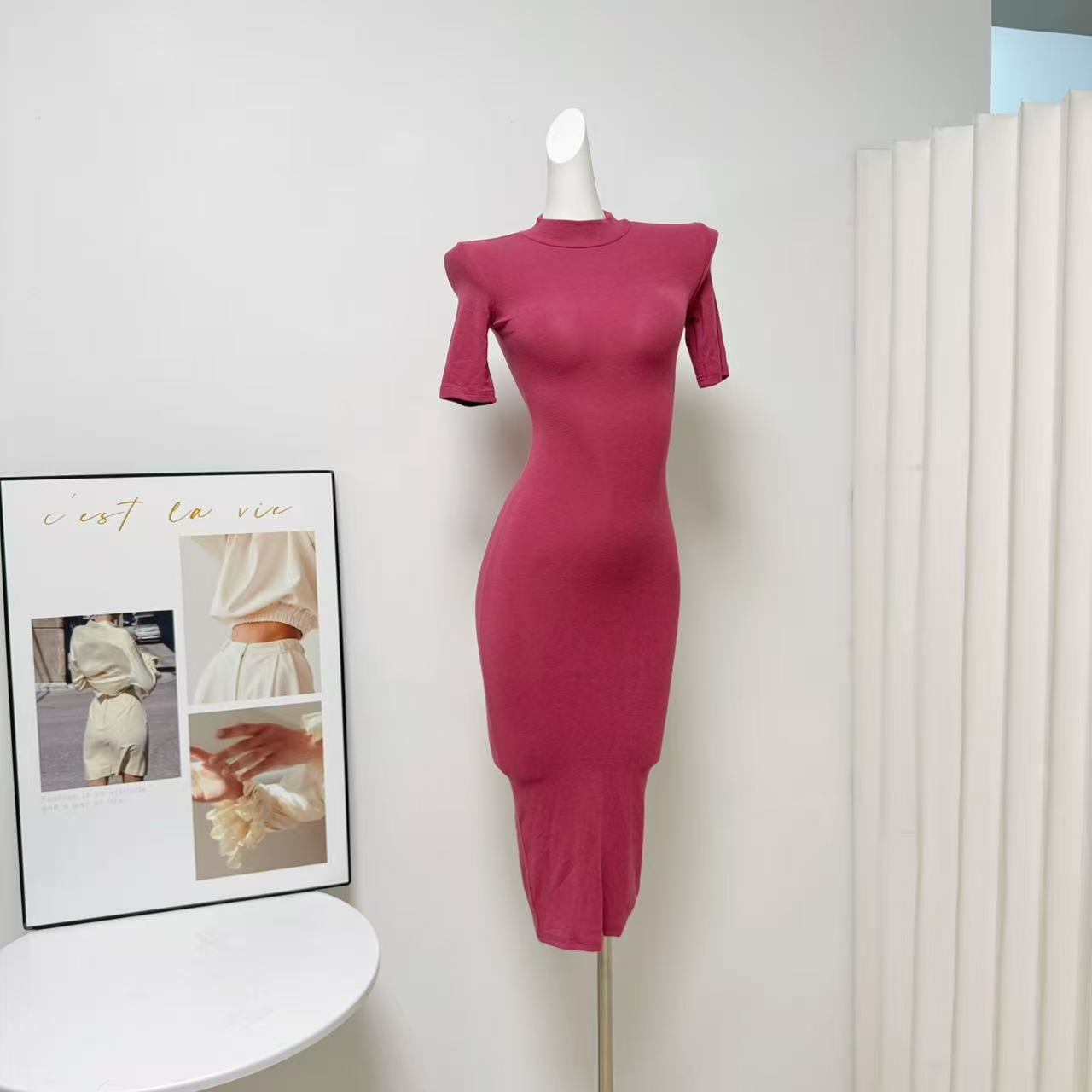 Nancy Slim Fit Bodycon Dress for Women Summer Short Sleeve - Image 2
